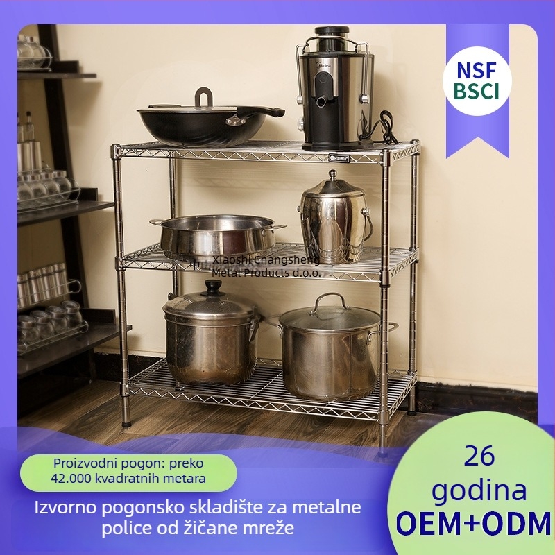 4‑etažni metalni stalak za kuhinju, podni stalak za pećnicu i mikrovalnu, višestruki, prijenosni, bez bušenja
