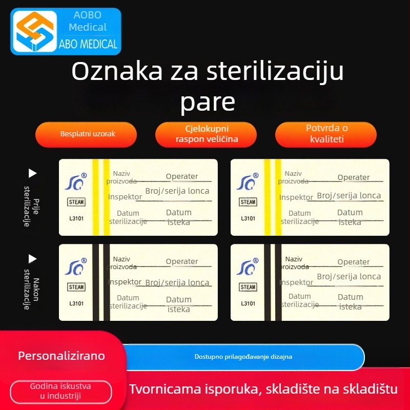 Obo PVC medicinski kemijski indikator RF etiketa za sterilizaciju parom visokih temperatura — prilagodljiva za bolnice i zdravstvene centre