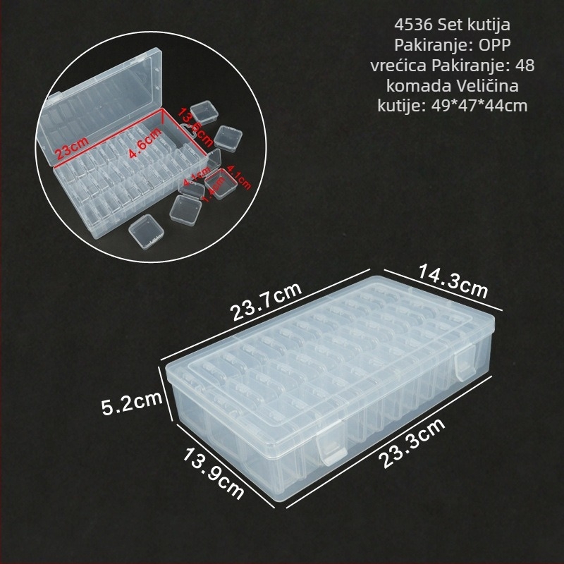 Set plastičnih kutija za stol s 36 odjeljaka, kutija s poklopcem za pohranu perlica i vosak za pečat