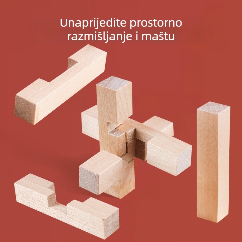 Wisdom Wheel Kong Ming Lock drvena slagalica od 36 komada, za uzrast 7–14 godina, pakiranje: kutija