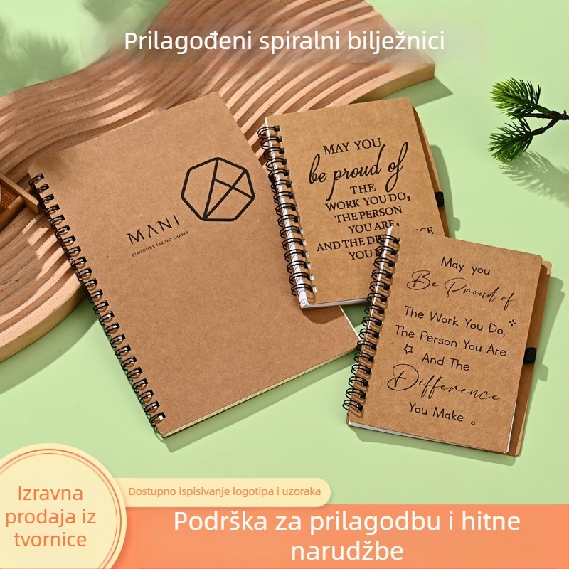 Nolan 0001 Jednostavna serija prilagodljiva spiralna bilježnica, 100 stranica, kraft papir 80 g/m²