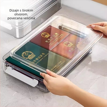 Kutija za skladištenje dokumenata A4, PET, s poklopcem i brtvom, 2 L kapacitet, moderan minimalistički dizajn, mogućnost tiskanja logotipa, modeli: kratki ili visoki