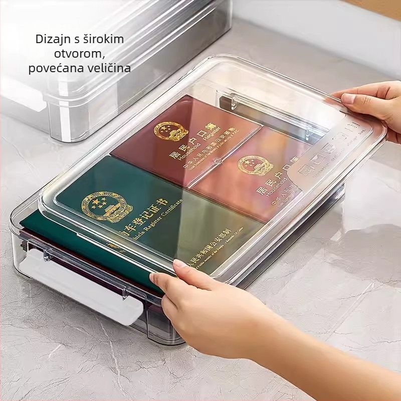 Kutija za skladištenje dokumenata A4, PET, s poklopcem i brtvom, 2 L kapacitet, moderan minimalistički dizajn, mogućnost tiskanja logotipa, modeli: kratki ili visoki