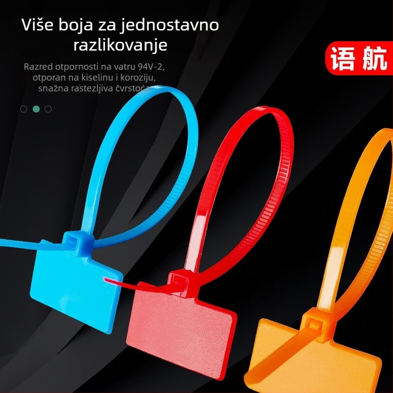 PA66 plastična identifikacijska oznaka s najlonskim remenom, za primjenu 3–35 mm, marka Yuhang, bez ispisa