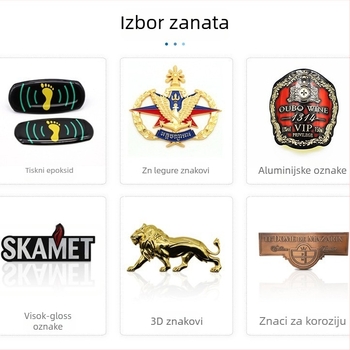 Tablica s nazivom od legure cinka za hotelske oznake, prilagodljiva; Materijal: legura cinka; Postupci: lijevanje pod pritiskom, elektroplatiranje, bojanje; Primjena: hoteli, prtljaga, oznake namještaja i opreme.