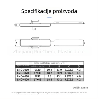 Vodootporna ploča za identifikaciju kablova sa prozirnom etiketom za vezanje, kompatibilna s modelima 3010/3020/4010/4020, PP materijal, za instrumentaciju.