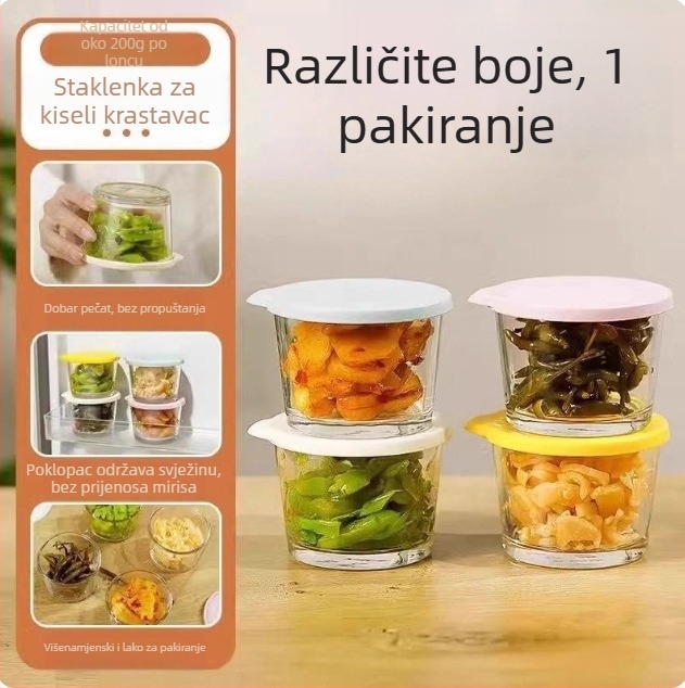 Staklena posuda s poklopcem, cilindričnog oblika, silikon za brtvljenje, kapacitet do 300 ml, marka Get the clouds