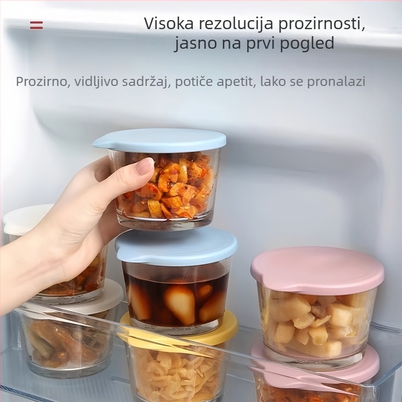 Staklena posuda s poklopcem, cilindričnog oblika, silikon za brtvljenje, kapacitet do 300 ml, marka Get the clouds