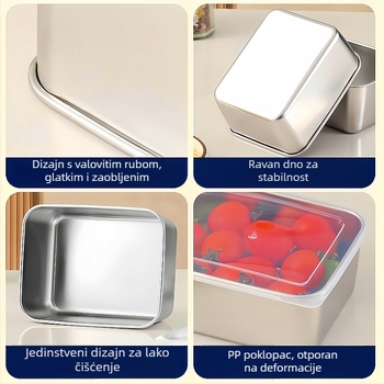 Pravokutna kutija za hranu za piknik i kućnu upotrebu, s poklopcem, mikrovalna pogodna, jednodjelna