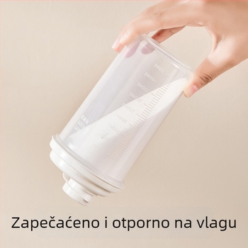 Plastični cilindrični spremnik za suhe namirnice, kapacitet 301–500 ml, moderan minimalistički stil, hermetički zatvoren i otporan na vlagu, nije prikladan za mikrovalnu.