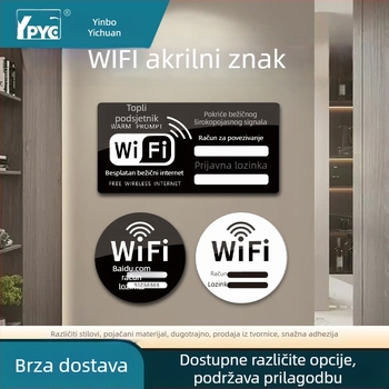 Wi-Fi acryl znak za bežični internet – hotelski zidni natpis, UV ispis, Kod proizvoda 0002