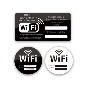Wi-Fi acryl znak za bežični internet – hotelski zidni natpis, UV ispis, Kod proizvoda 0002