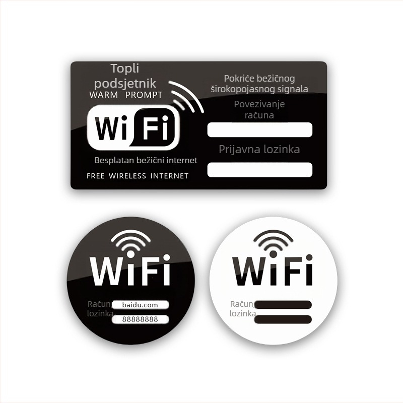 Wi-Fi acryl znak za bežični internet – hotelski zidni natpis, UV ispis, Kod proizvoda 0002