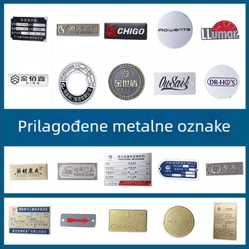 Prilagođena metalna tablica za strojeve — aluminijska pločica sa sitotiskom i otisknutim logom
