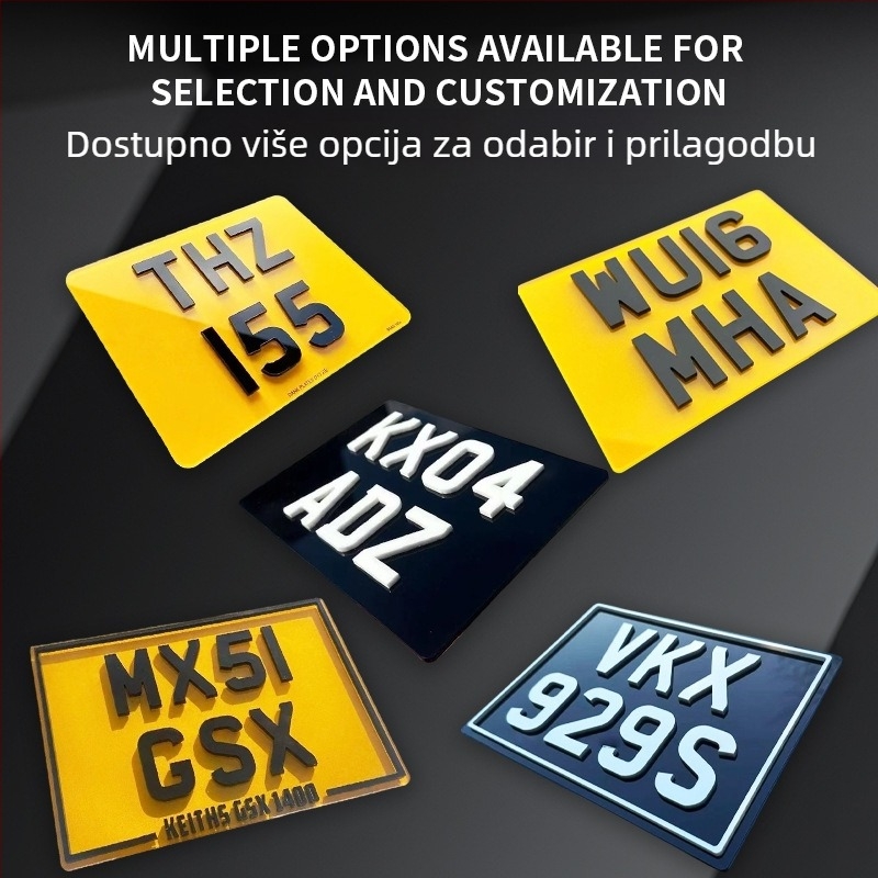 Vlastita oznaka tablice automobila | ABS materijal | 3D elektroplatinirano logo | Sitotisk tisak | Prilagodljivo | Proizvodni kod 0002