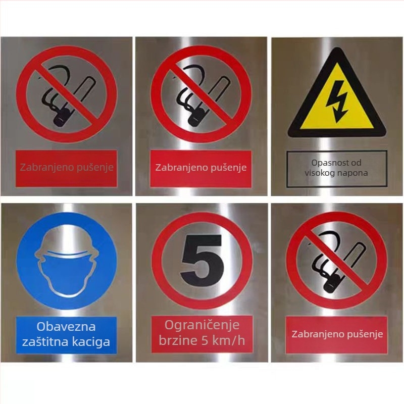 Prilagođene metalne pločice za mehaničku opremu, aluminij i nehrđajući čelik, UV sitotisk, električni i upozoravajući natpisi
