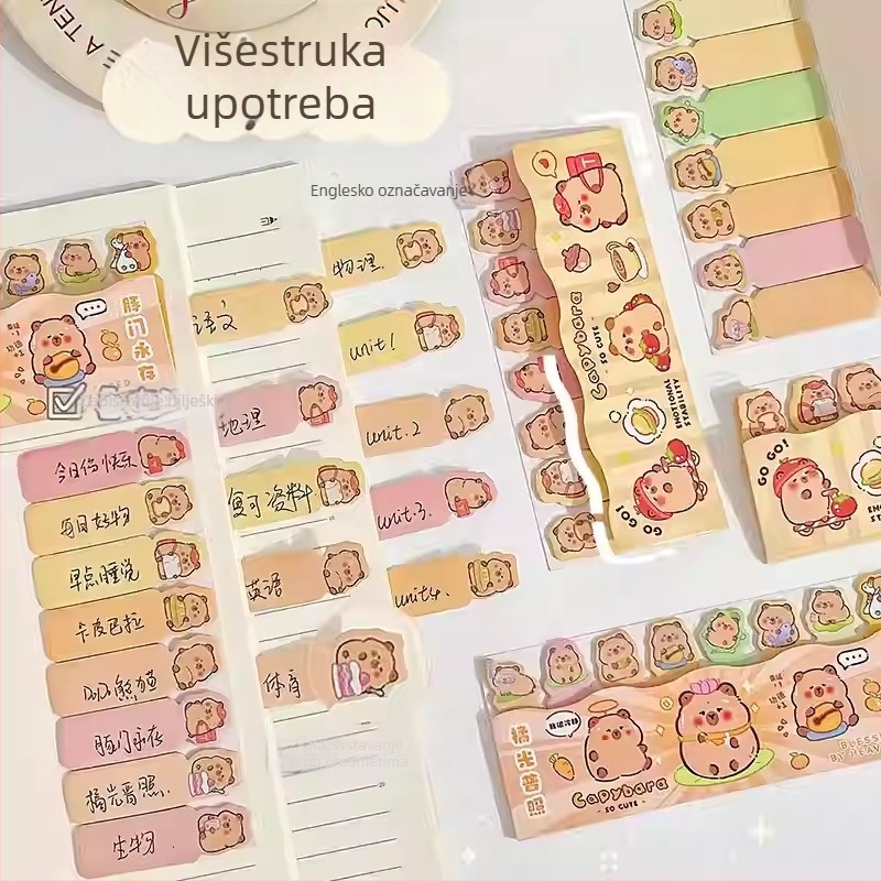 Crti kapibara samoljepljive bilješke — prilagodljive, ručno pisane oznake za poruke u razredu