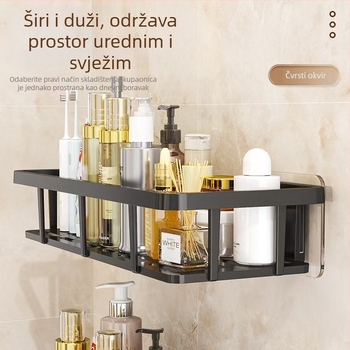 Zidni organizator kupaonice od prozirnog plastičnog materijala, otporan na vlagu, s jednim policom