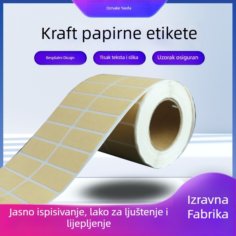 Etiketa Kraft papira, samoljepljiva, za ručne bilješke, pravokutnog oblika, materijal premazani papir, format ispisa: rola