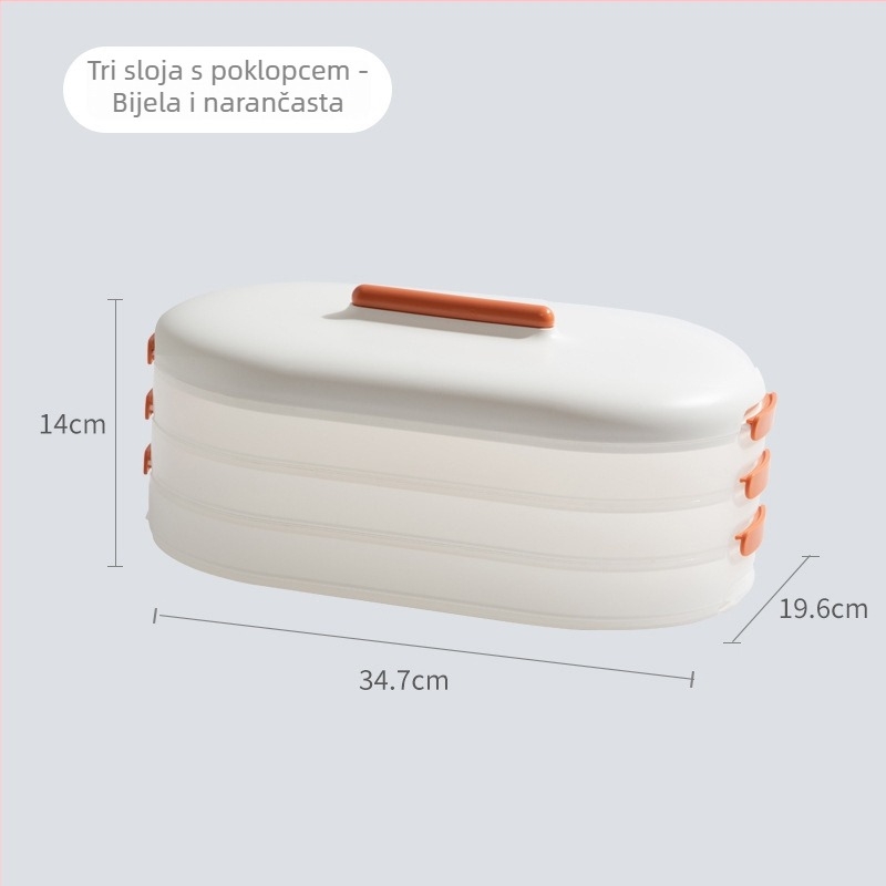 Plastična kutija za knedle s višeslojnom pohranom, protivljepliva, za wonton/knedle, pogodna za hladnjak