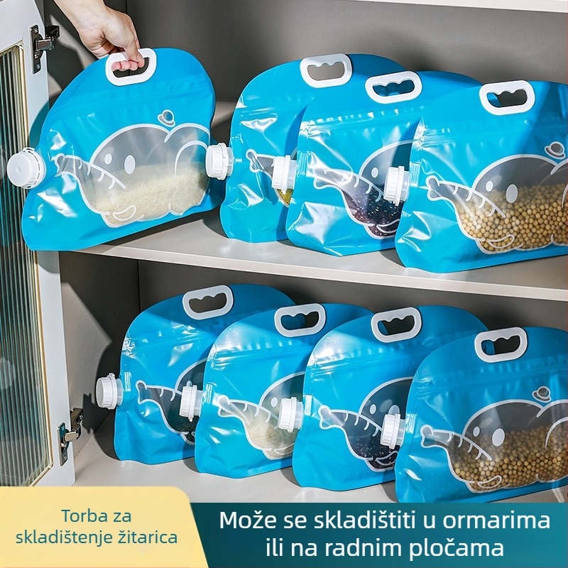Kućni spremnik za skladištenje riže — otporan na vlagu, otporan na štetnike, zatvoren, zapis datuma; PP plastika; kapacitet ispod 4 L; moguć ispis logotipa