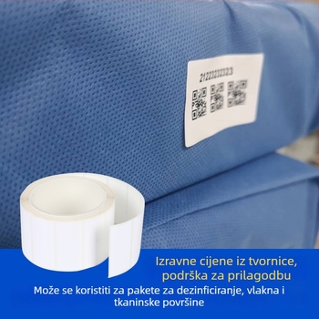 ZH1560 Samoljepljiva etiketa za bolničku trasabilnost pri visokim temperaturama parne sterilizacije; podloga: neproširena tkanina; ljepilo: trajno akrilno lateksno ljepilo; temperaturna otpornost: -20 do +140 °C; debljina: 0,025 mm; način tiska: karbonska 