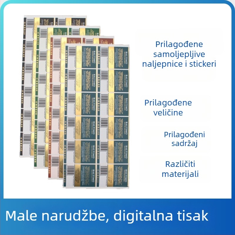 Role za ispis samoljepljivih etiketa, kružni oblik, mat film, krhak papir, uklonjivo ljepilo, model KY-1102