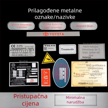 Metalna pločica za označavanje strojeva, nehrđajući čelik, elektroplatiranje tisak, prilagodljivo