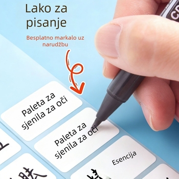 Samoljepljivi papir za etikete za pisanje, termalni PP, lice: sintetički papir, ljepilo: ne suši se, debljina 75, dugotrajna otpornost na temperaturu 50, oblik: pravokutnik