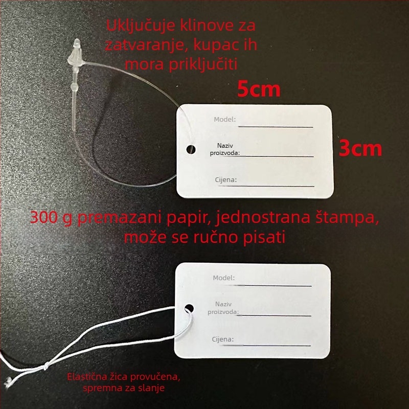 Elastične viseće etikete s elastičnim koncem, zapisive, papirnate kartice za nakit, Brend: Drugi
