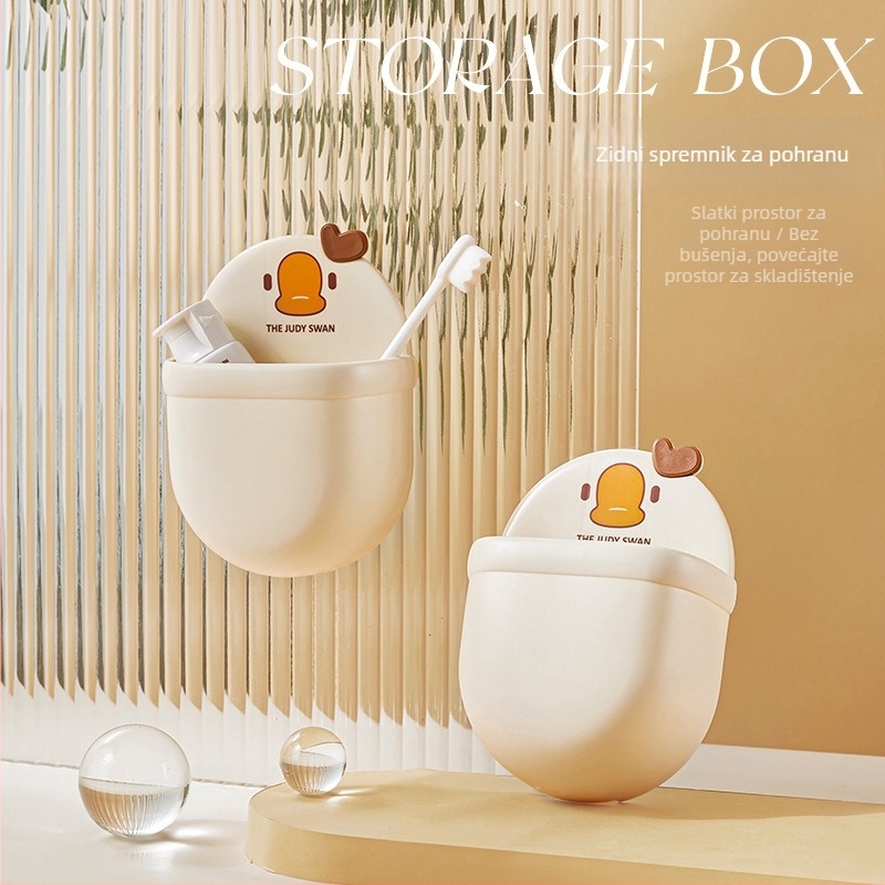 Zidni organizator kupaonice – PP plast, karikatura dizajn, montaža bez bušenja, držač paste za zube i četkice