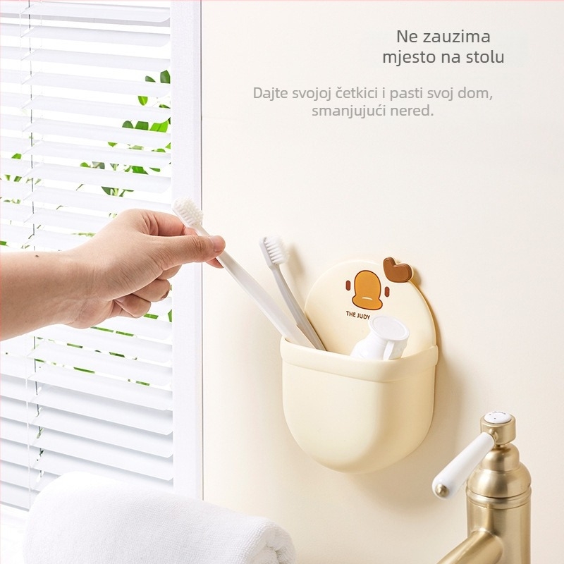 Zidni organizator kupaonice – PP plast, karikatura dizajn, montaža bez bušenja, držač paste za zube i četkice