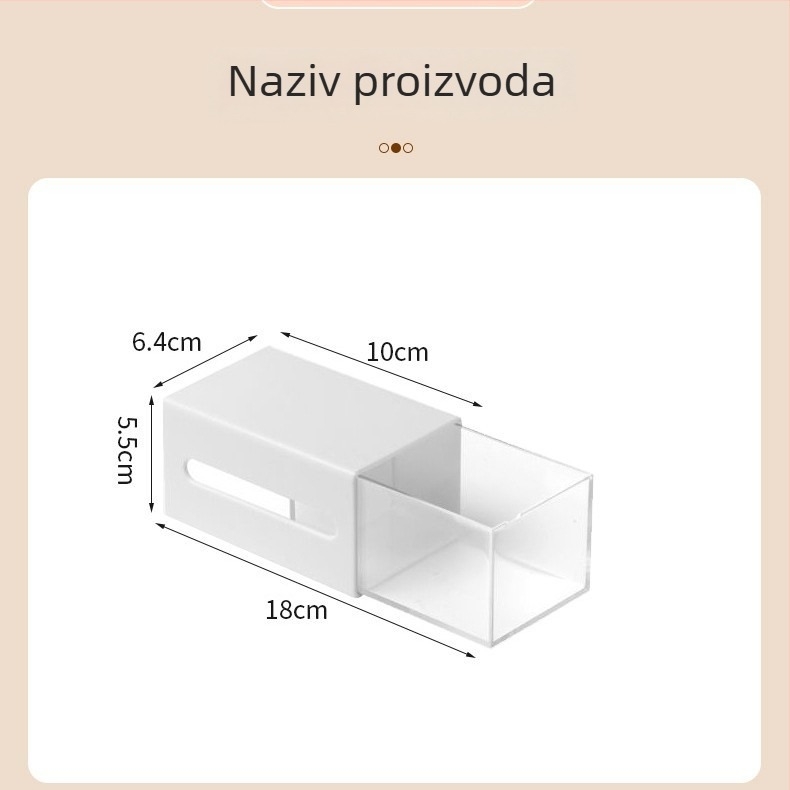 Plastična zidna kutija za pohranu štapića za uši i dodataka, bez bušenja, izvlačni pretinac
