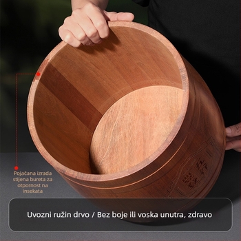 Huali drveni baril za rižu, zatvoren, u obliku bubnja, vodootporan s podijeljenim pretincima, visok kapacitet, premium u novom kineskom stilu