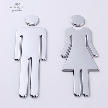 3D znak WC-a za vrata – ABS materijal, elektroplatinirani završni sloj, prilagodljiva portalska oznaka