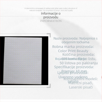 A4 samoljepljive kružne naljepnice s bojama točaka, prazne za ručno pisanje i ispis, promjer 10 mm, mat papir
