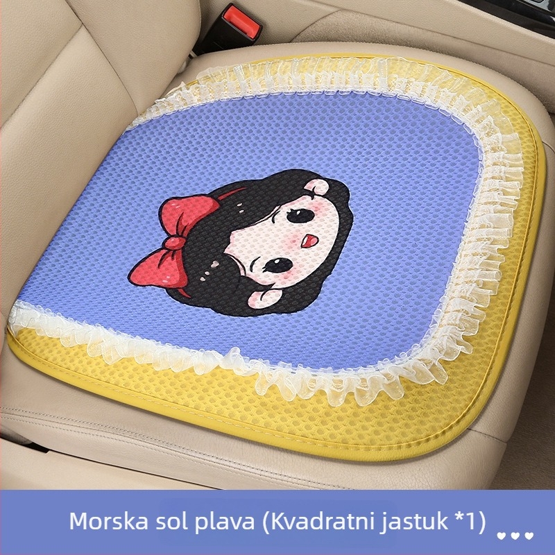 Trodjelni set jastuka za sjedalo automobila, prozračna mrežasta površina, punjenje od pjene, karikatura dizajn, pogodan za sve sezone