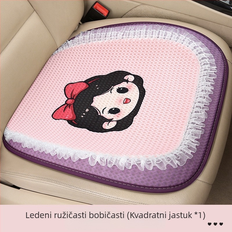 Trodjelni set jastuka za sjedalo automobila, prozračna mrežasta površina, punjenje od pjene, karikatura dizajn, pogodan za sve sezone