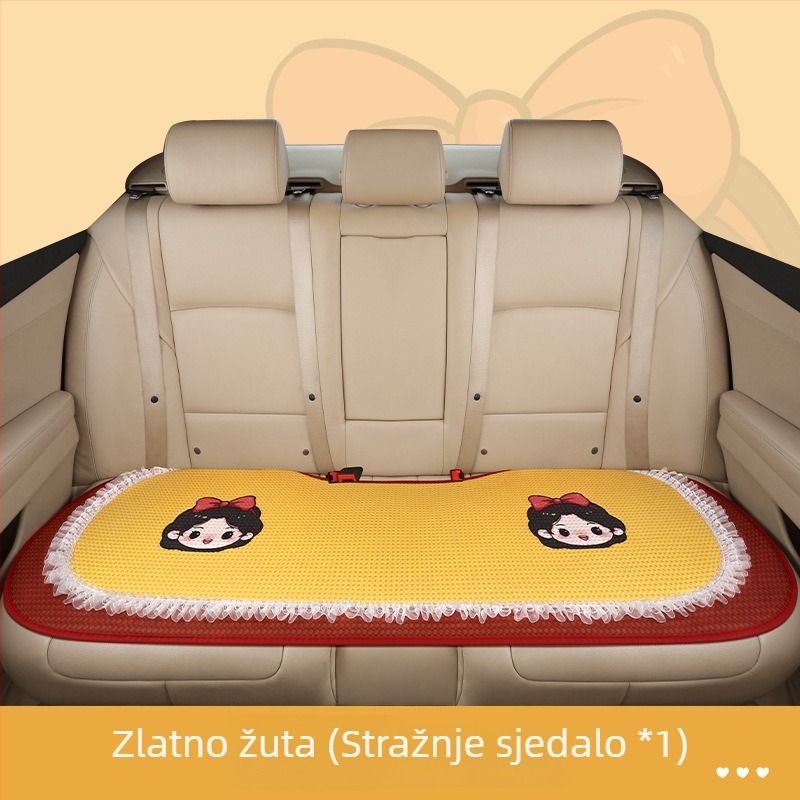 Trodjelni set jastuka za sjedalo automobila, prozračna mrežasta površina, punjenje od pjene, karikatura dizajn, pogodan za sve sezone