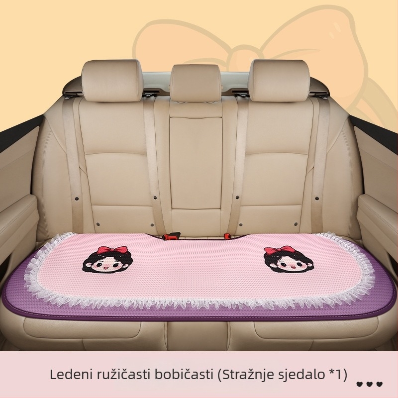 Trodjelni set jastuka za sjedalo automobila, prozračna mrežasta površina, punjenje od pjene, karikatura dizajn, pogodan za sve sezone