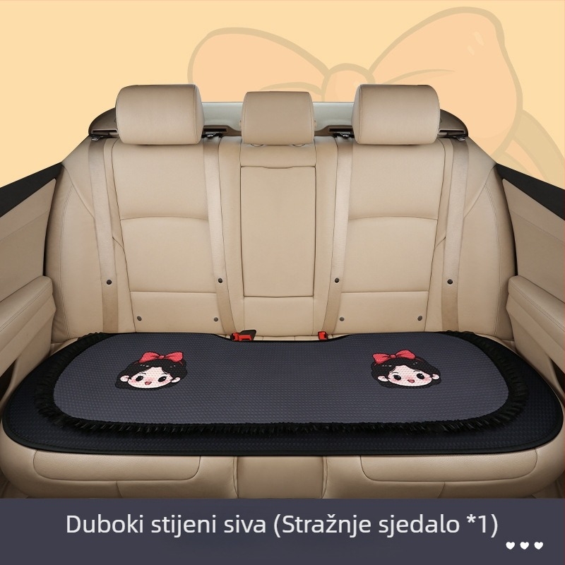 Trodjelni set jastuka za sjedalo automobila, prozračna mrežasta površina, punjenje od pjene, karikatura dizajn, pogodan za sve sezone