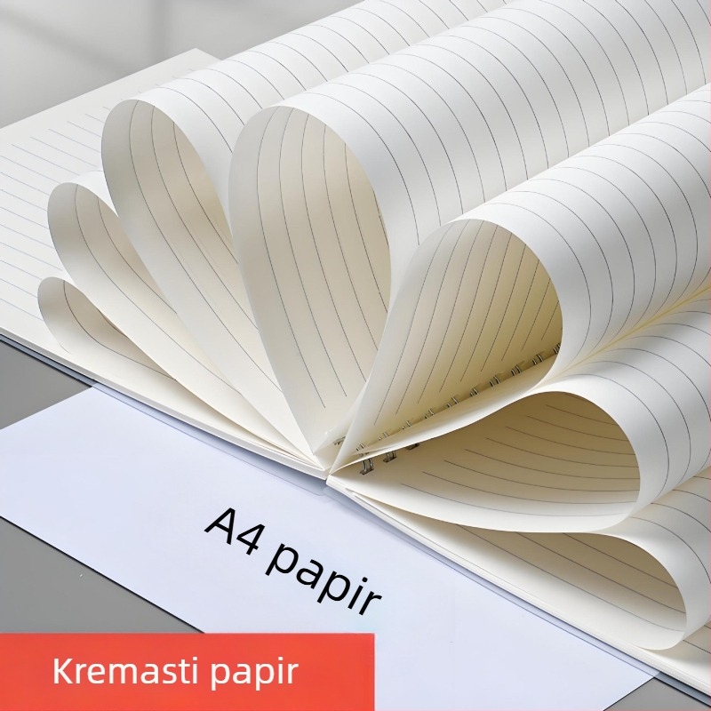 Bilježnica s metalnim spiralnim vezivanjem, linijske stranice, papir od drvene pulpe 75 g, PP korica, 50–100 stranica, jednostavan stil