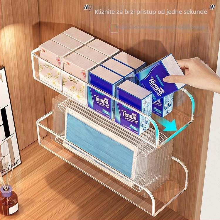 Zidni pretinac za ulaz - PET materijal, bez poklopca, 1 pretinac za maramice, ključe i sitne predmete; moderan minimalistički dizajn