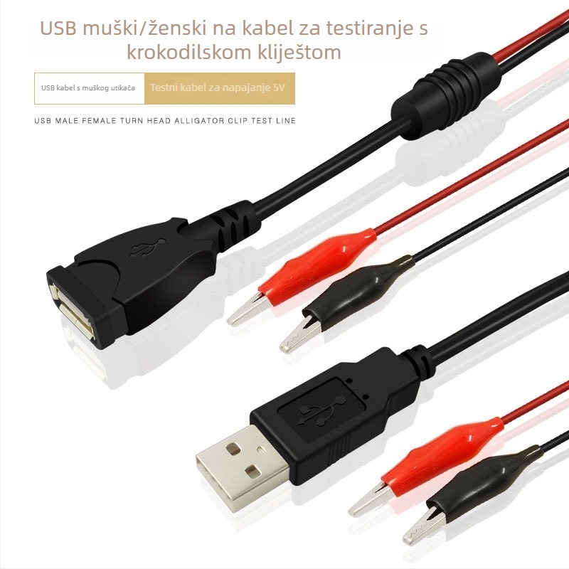 Ou Ju JW-35CM USB testni kabel s krokodilskim kliještima za baterije