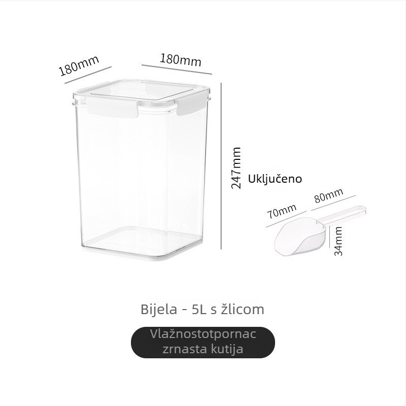 Kutija za očuvanje svježine, plastična zatvorena posuda za pohranu začina i žitarica, četvrtasti oblik, kapacitet iznad 5 L, marka Egarda