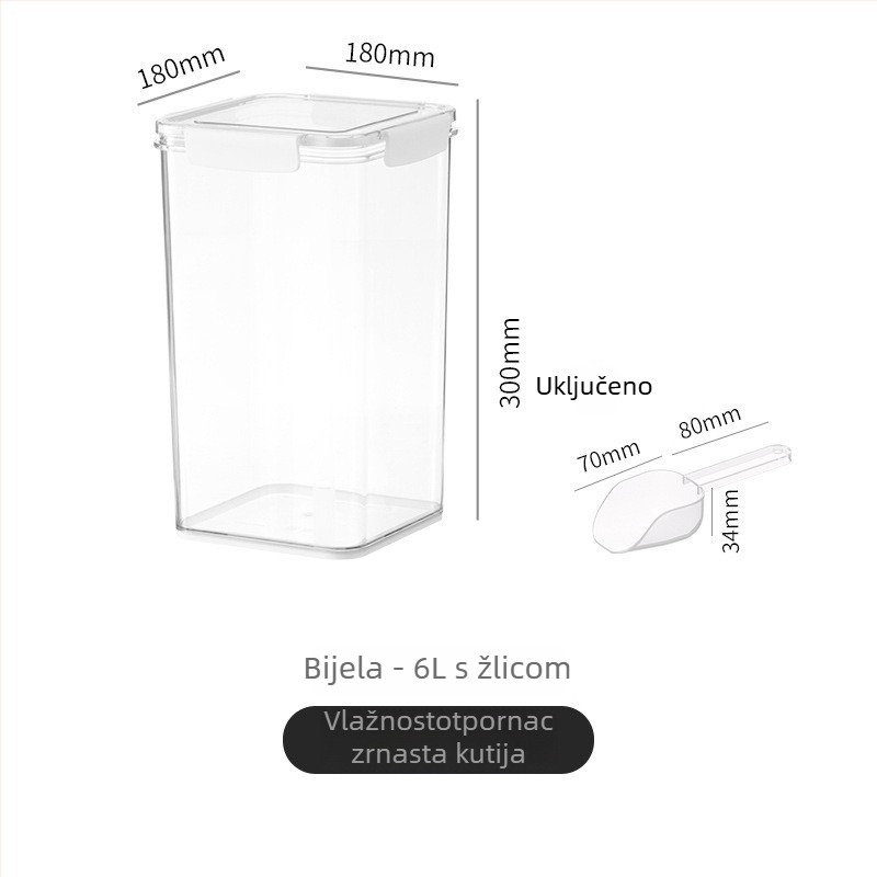 Kutija za očuvanje svježine, plastična zatvorena posuda za pohranu začina i žitarica, četvrtasti oblik, kapacitet iznad 5 L, marka Egarda