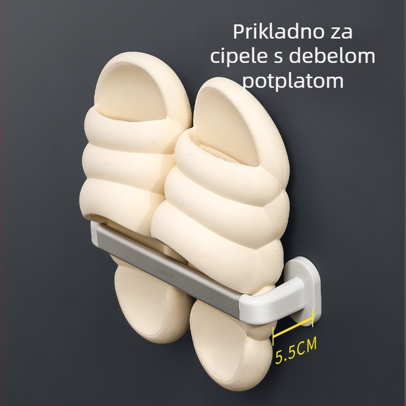 Zidni držač papuča u kupaonici, bez bušenja, plastični, jednoslojni, s odvodnjom