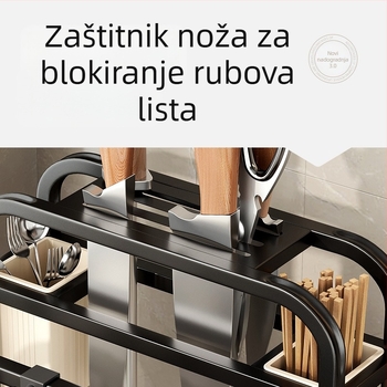 Integrirani kuhinjski držač noževa i daske za rezanje, od nehrđajućeg čelika 201, višenamjenski, pomičan, bez ugradnje, moderan minimalistički stil
