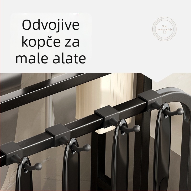 Integrirani kuhinjski držač noževa i daske za rezanje, od nehrđajućeg čelika 201, višenamjenski, pomičan, bez ugradnje, moderan minimalistički stil