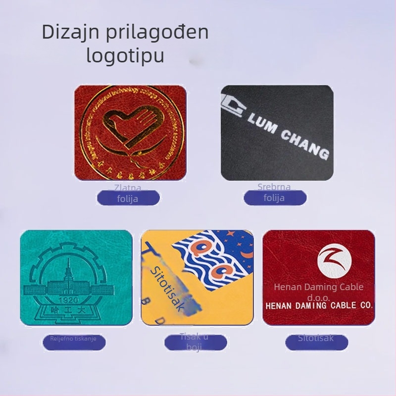 Prilagođena poslovna bilježnica za sastanke, s otvara lista, kućište od umjetne kože, 100–200 stranica, 80 gsm papir, s logom